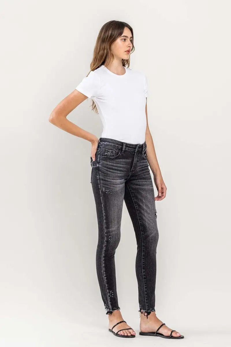 Lovervet Raw Hem Cropped Skinny Jeans for Stylish Outfits - Love Salve
